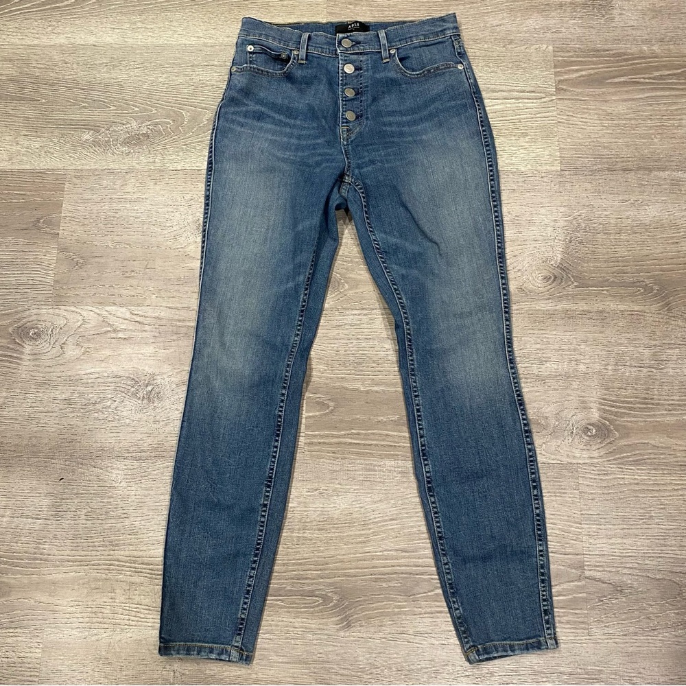 ABLE Womens High Rise Button-Fly Skinny Jeans 4-Button Closure Size 28